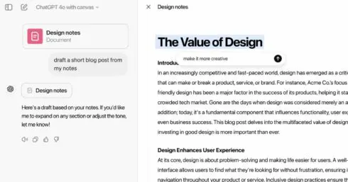ChatGPT Canvas offers a new visual interface for working with ChatGPT in a more collaborative way