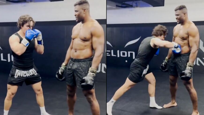 Francis Ngannou hilariously mocks fitness influencer while taking body shots, MMA fans react; “My sister hits harder than that”